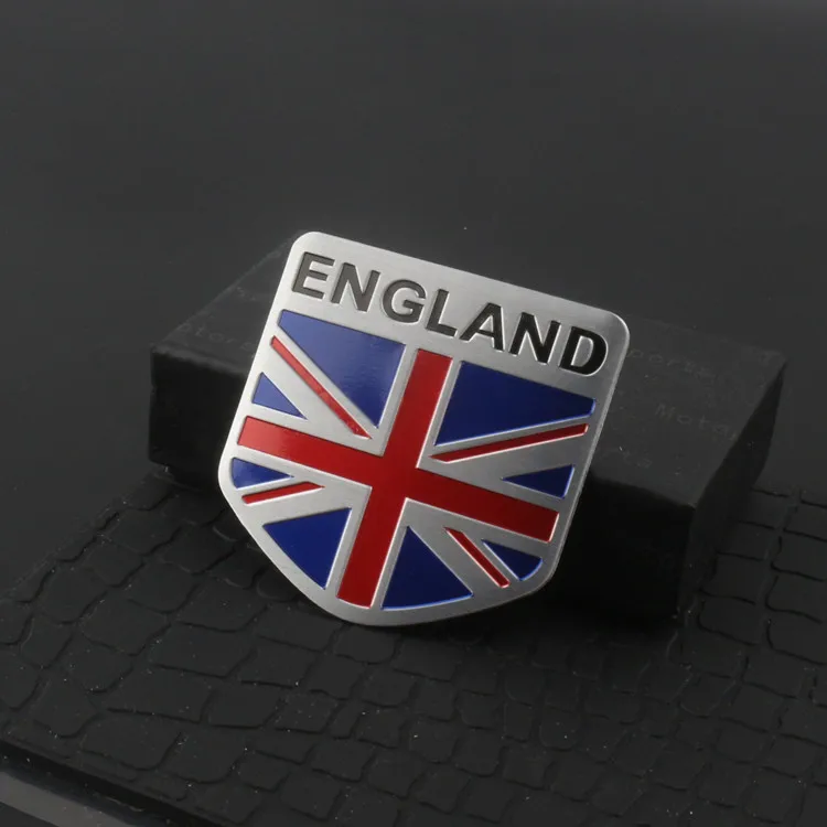 10 шт. Английский флаг тонкая алюминиевая этикетка эмблема из хрома Стайлинг автомобиля Наклейка длинная квадратная панель для Jaguar Land Rover MINI MG - Цвет: England flag 2