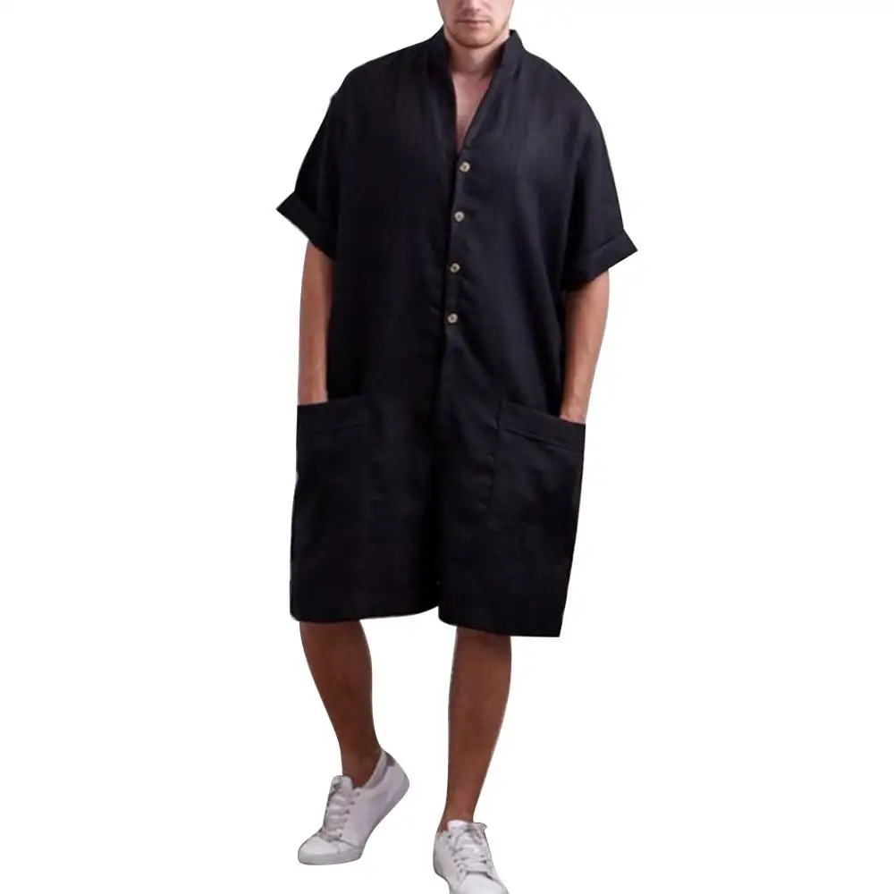 Модные летние мужские Свободные Комбинезоны с коротким рукавом, цельный однотонный комбинезон, уличная одежда, брюки-карго, горячая распродажа