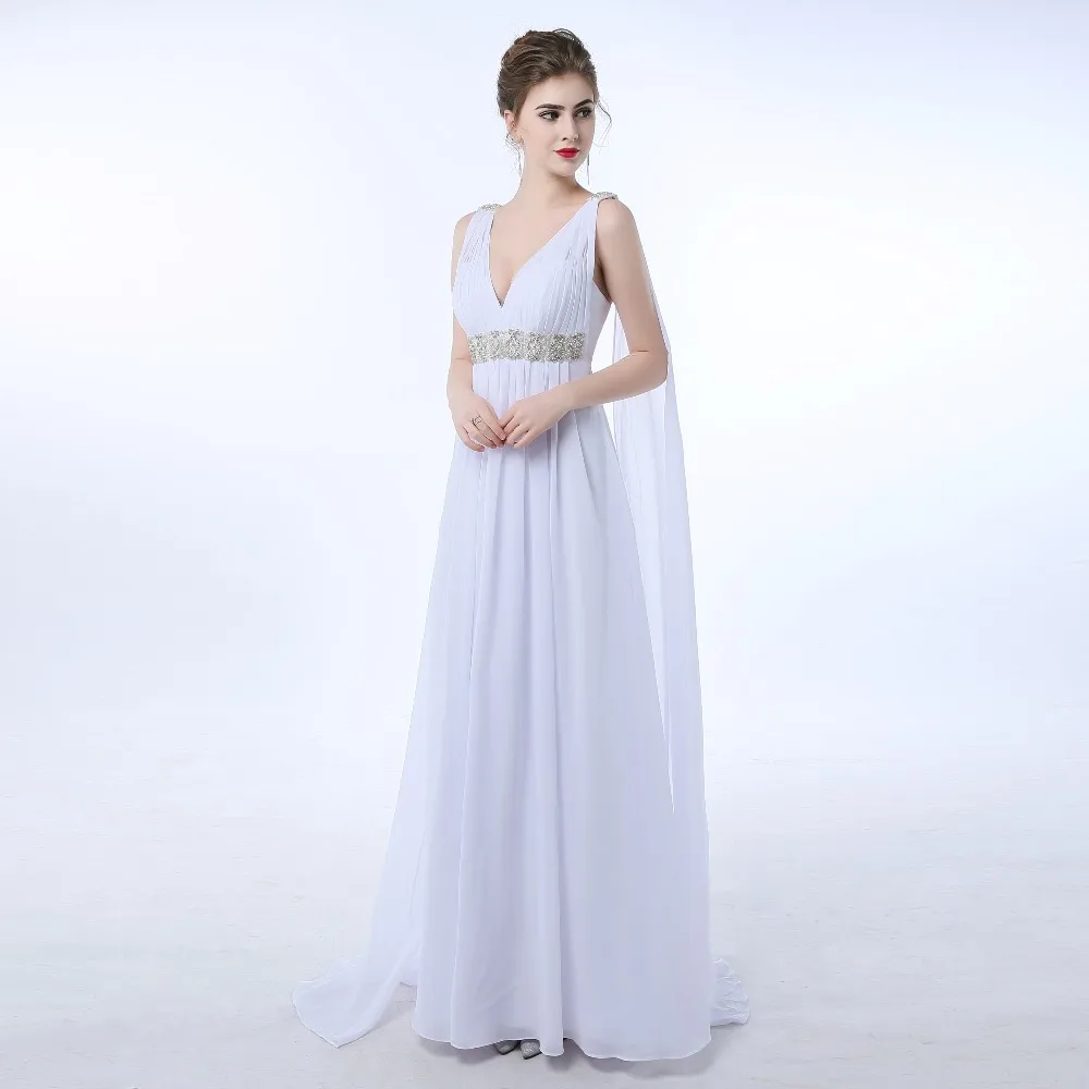 Chiffon V Neck Beach Wedding Dress Gothic Greek Style Boho High Waist Suitable for Pregnant Maternity Vestidos de Casamento