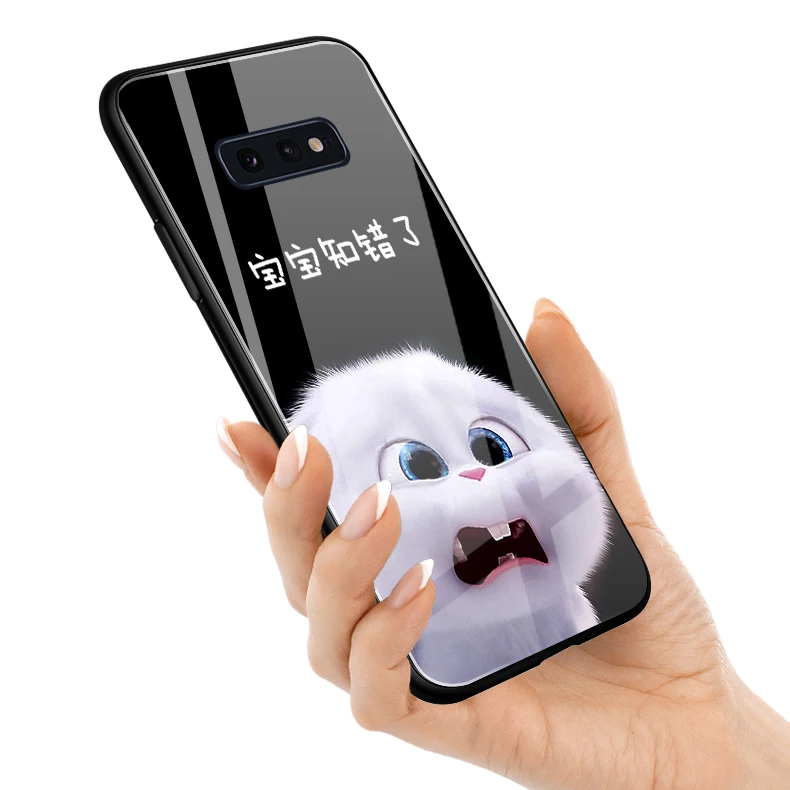 Для Galaxy S10 Lite твёрдый футляр с милым кроликом; Стиль для samsung Galaxy S10 рlus lite s10e s10 e s10+ закаленное Стекло задняя крышка с уровнем твердости 9 H