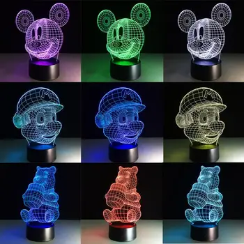 

Cartoon 3D Effect Lamp 5V Power Supply or 3AA Battery 7 Colors Change LED Night Lights Home Decor Table Lights Drop Shipping
