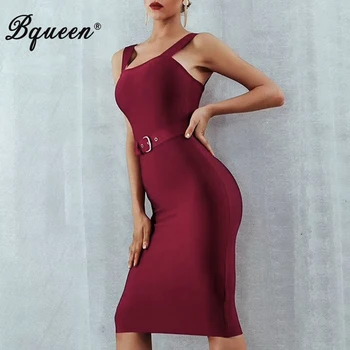 

Bqueen 2019 New Women Sexy Spaghetti Strap Sleeveless Backless Belt Bodycon Sheath Dress Summer Party Club Dress Vestidos