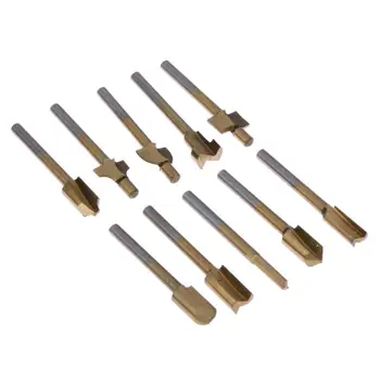 

10pcs 1/8" Shank Wood Router Bits Files HSS Titanium Coated Mini 3mm Wood Cutter Milling Cutter Fit for Dremel Rotary