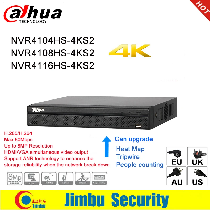 Dahua NVR grabadora de Video en red 4 K NVR4104HS-4KS2 NVR4108HS-4KS2 NVR4116HS-4KS2 4CH 8CH 16CH 4 K H.265/H.264 Multi- idioma - 1