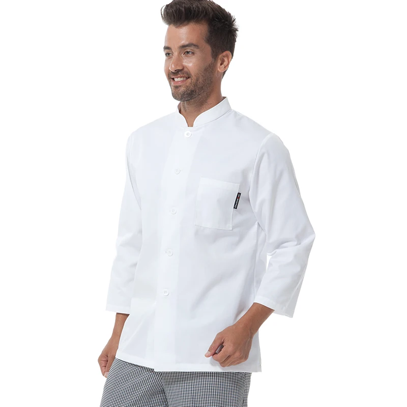 Мода ресторан гостинца кухня повар пиджак куртка форму белый Одна пуговица полный рукав