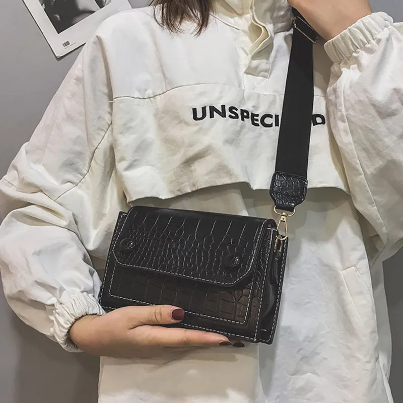 

1 Pcs Women Girl Shoulder Crossbody Bag PU Leather Wide Strap for Mobile Phone Money Popular