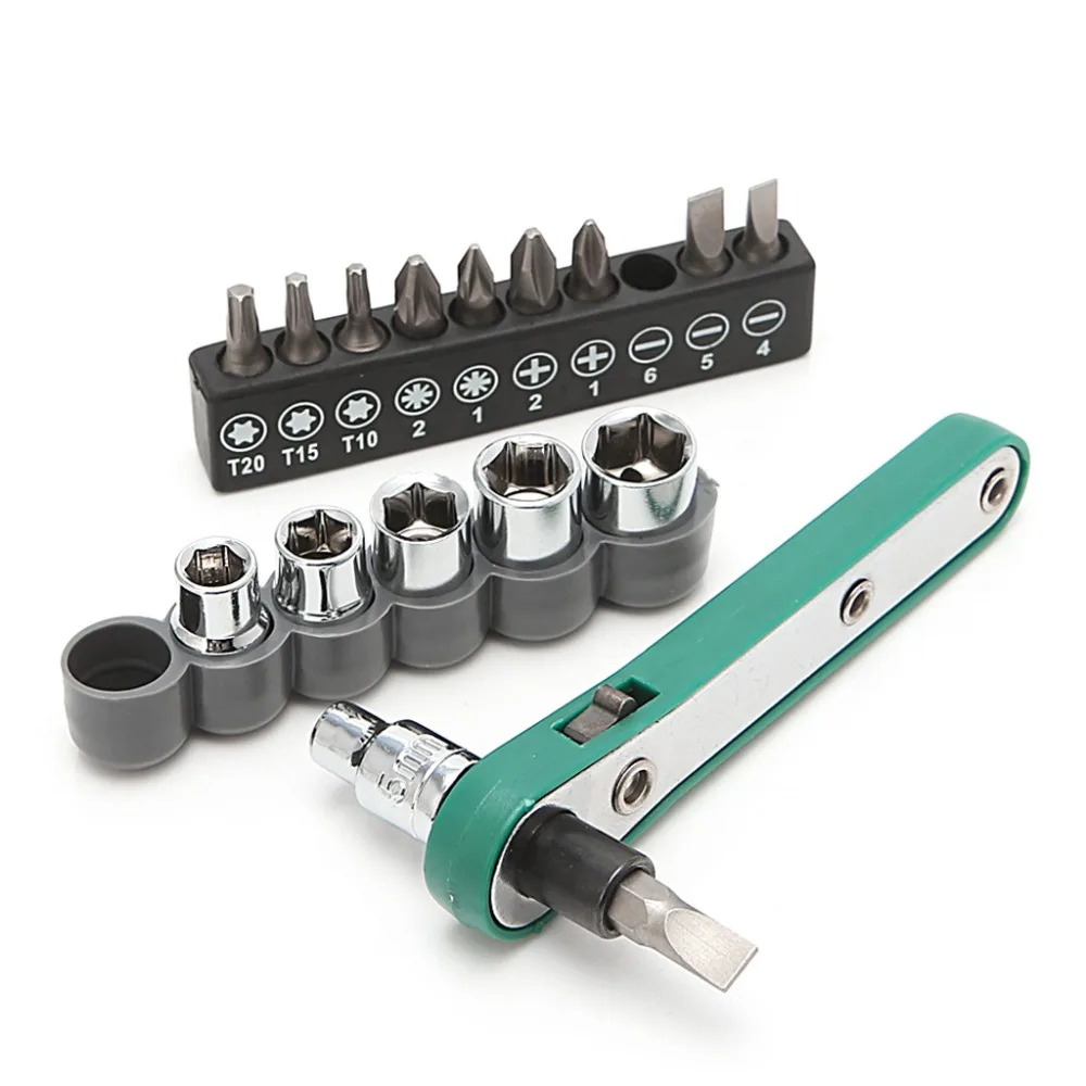 

1/4 Drive Mini Size Ratcheting Right Angle Screwdriver CRV Bit Set Quarter Pole Socket Spanner Wrench 1/4 "Diameter Sleeve