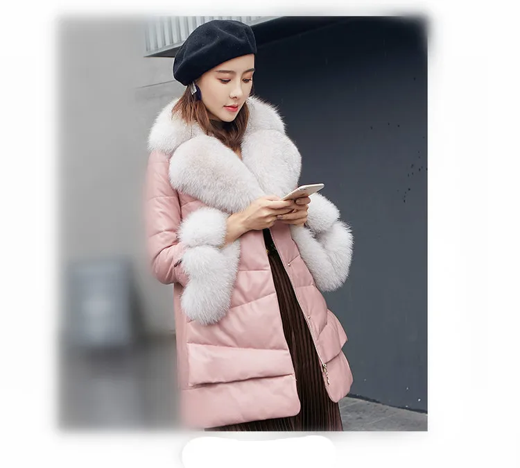 Милый теплый зимний меховой шарф розового цвета с воротником из натурального Лисьего меха черного, красного, серого цвета, теплое мягкое роскошное пальто с воротником S806