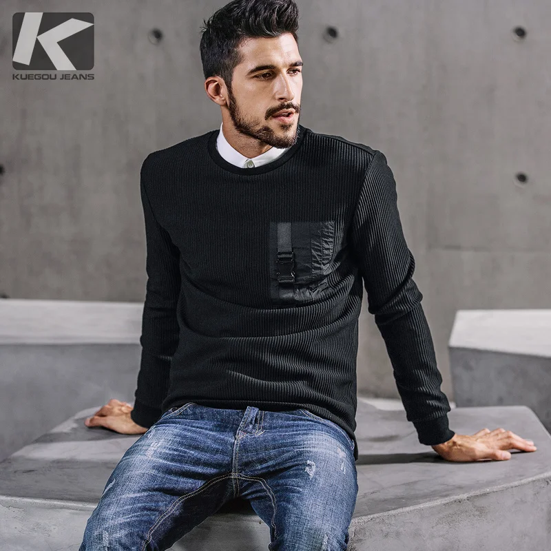 Big Sale Autumn Mens Casual Sweatshirts Patchwork Black