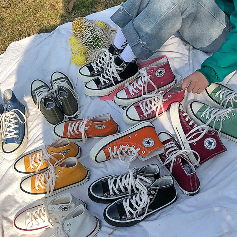 

2019 new Replica classic fashion women's shoes high shoes multiple colors low to help vulcanized shoes 35-44 casual canvas shoes
