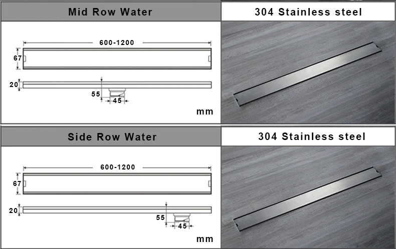 Слив для ванной комнаты 60 см 80 см 100 см 120 см SUS304 из нержавеющей стали дезодорирующий боковой ряд душевых стоков матовый