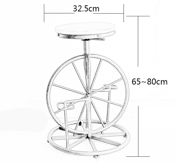 Велосипед Стиль стул из кованого железа колеса стула промышленного ветер подъемное кресло Ретро Барный стул твердой древесины стул отдыха