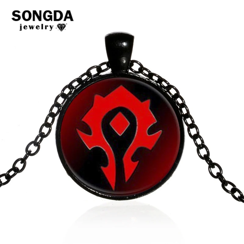 

SONGDA Hot Game World of Warcraft Tribal Marks Necklace WOW Red Horde Symbol Necklaces Pendants for Men Women Fans Souvenir Gift