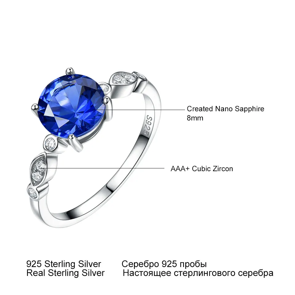 UMCHO Romantic Created Nano Sapphire Rings Solid 925 Sterling Silver Rings For Women Wedding Anniversary Gifts Fine Jewelry