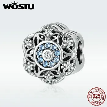 

WOSTU Genuine 925 Sterling Silver Mystery Of the Flower Beads Fit WST Charm Bracelet DIY Jewelry Making Gift DXC247