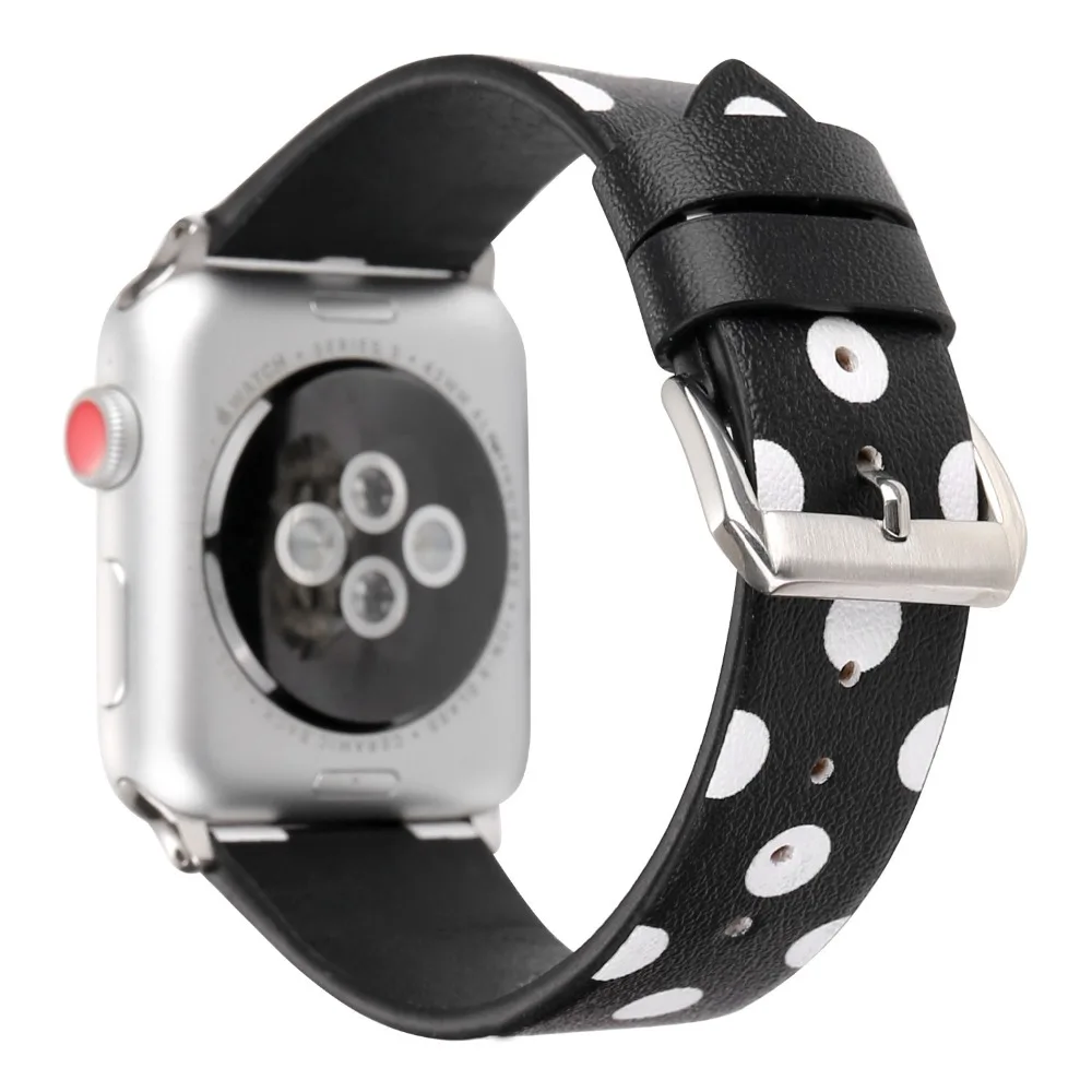 Модный ремешок в горошек для Apple Watch 38 мм 42 40 44 iWatch кожаный браслет ремень серии 1 2 3