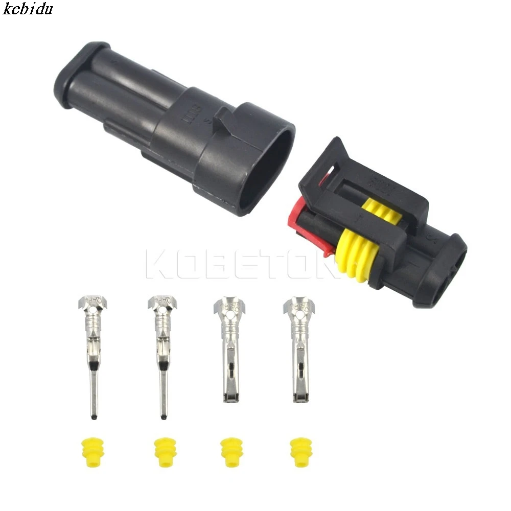 

1 pcs Car Part 2 Pin Way Sealed Waterproof Electrical Wire Auto Connector Plug Set for HID LED Light fog lamp