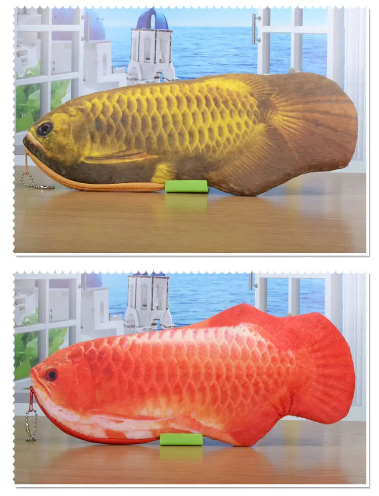 Короткие Плюшевые 3D моделирование рыбка Карандаш Чехол Kawaii Канцелярские Принадлежности для девочек мальчиков школьные принадлежности ручка сумка животное карандаш коробка подарок