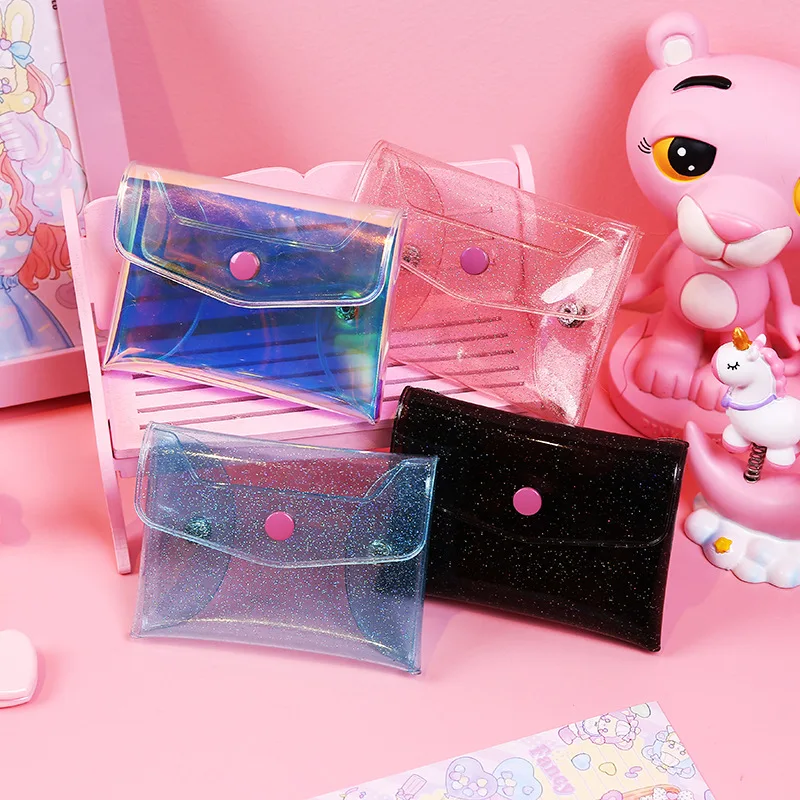 Kawaii лазерные Кошельки для монет полупрозрачные сумки денег студенческий
