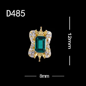 10pcs D485 10 шт./лот 3D нейл-арта разноцветного квадратного овальные Стразы в форме Капель сплав накладной ноготь с металлическим чипом для декорирования вестибюлей - Цвет: 10pcs D485