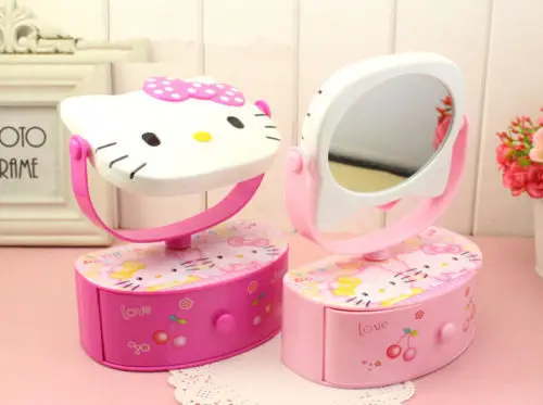 Новая музыкальная шкатулка HelloKitty зеркальная для косметики ювелирных изделий с