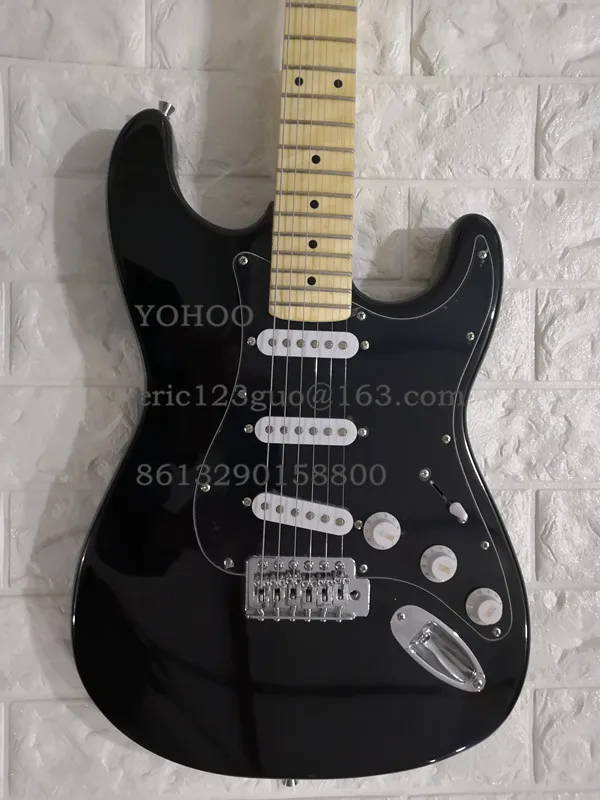 

High Quality Black str guitar Maple Fretboard SSS Noiseless Pickups Chrome Hardwares ,customized!S-3