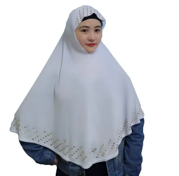 Один кусок Рамадан мусульманские женщины Amira шапочка для молитвы хиджаб шарф головной убор накладные крышки Khimar исламский головной платок полное покрытие шаль - Цвет: Белый