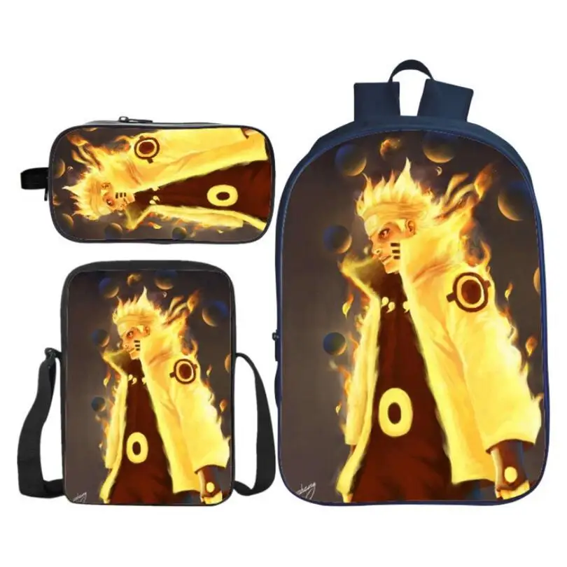3 шт./компл. хит продаж детские рюкзаки на плечо с 3D принтом Наруто Sasuke Akatsuki