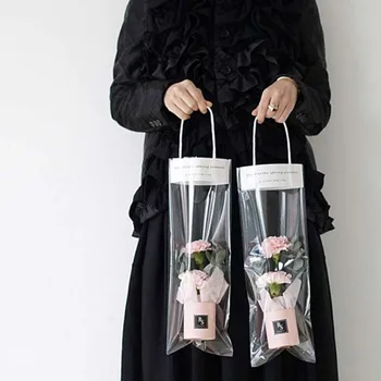 

New 10Pcs 3 size Rose Tote Bag Transparent Gift Bags Wedding Party Decoration Can Hang Hard Girlfriend Flower Boxes