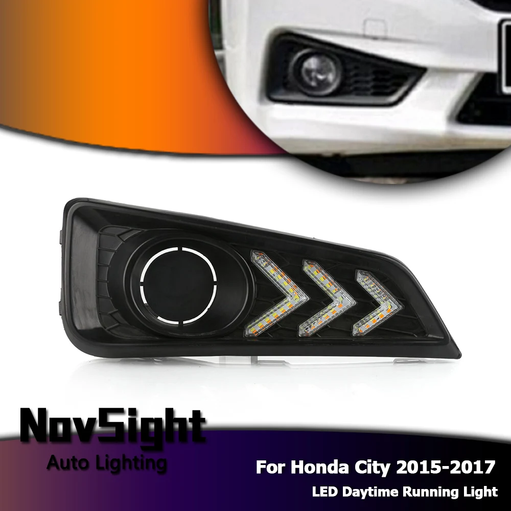 

NOVSIGHT Car LED Lights DRL Auto Driving Daytime Running Light White Turn Signal Yellow Blue for Honda City 2015-2017 D25