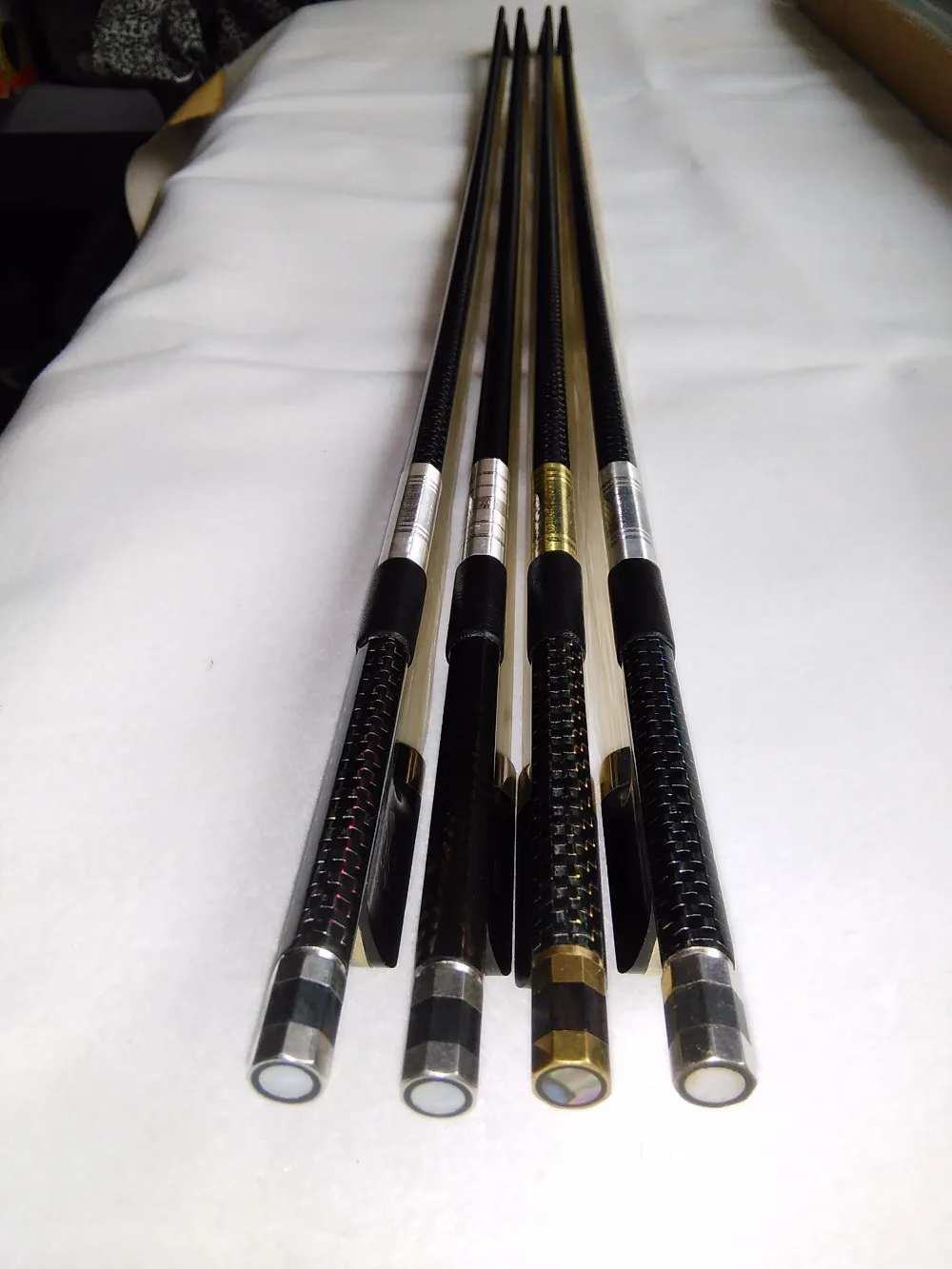 4 PCs Nice Quality Cello Bow 4/4 Ebony Frog with pro wire inlay quality white bow hair