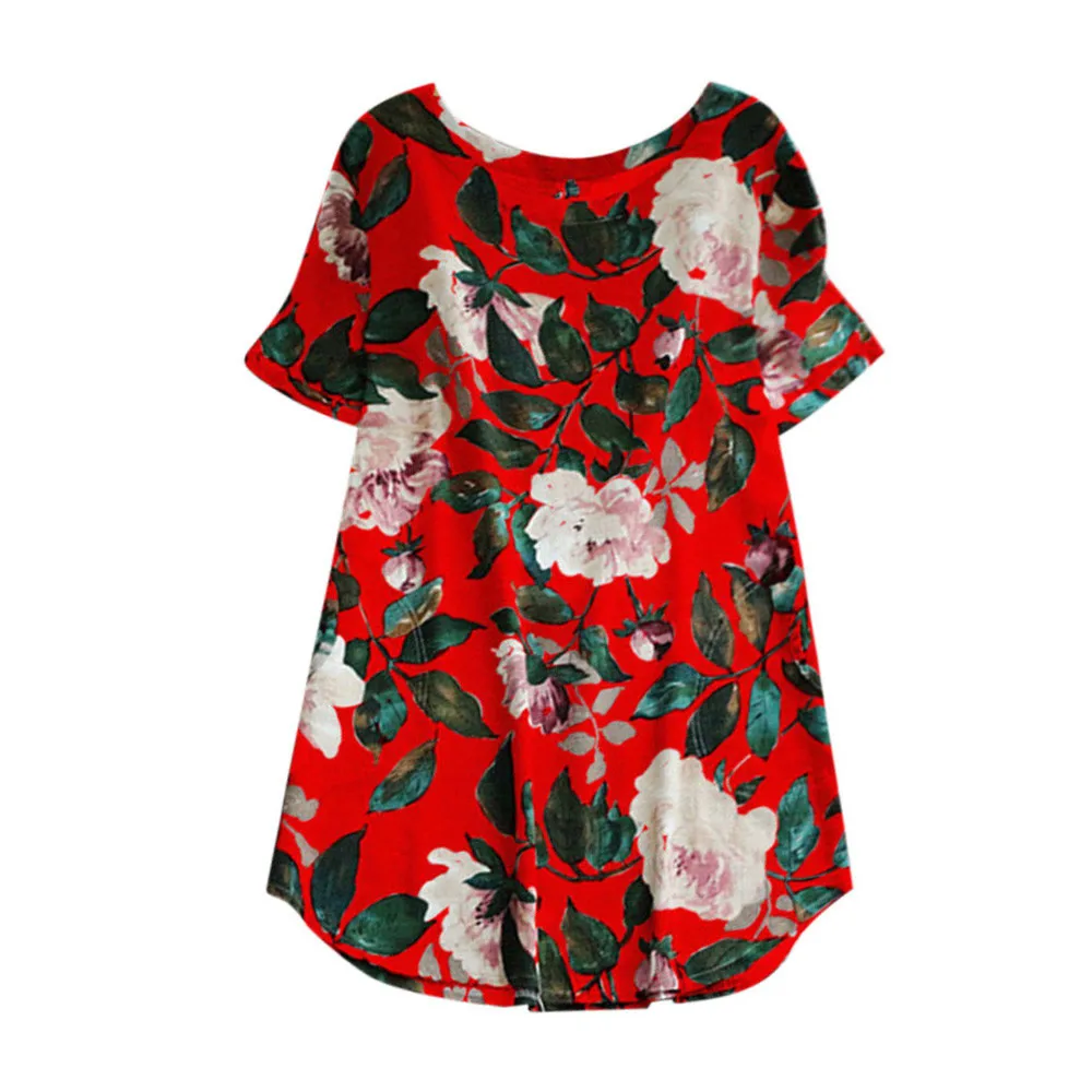 JAYCOSIN, модное женское мини-платье с цветочным принтом, с высокой талией и круглым вырезом, летнее праздничное платье с коротким рукавом размера плюс S-5XL 409Z