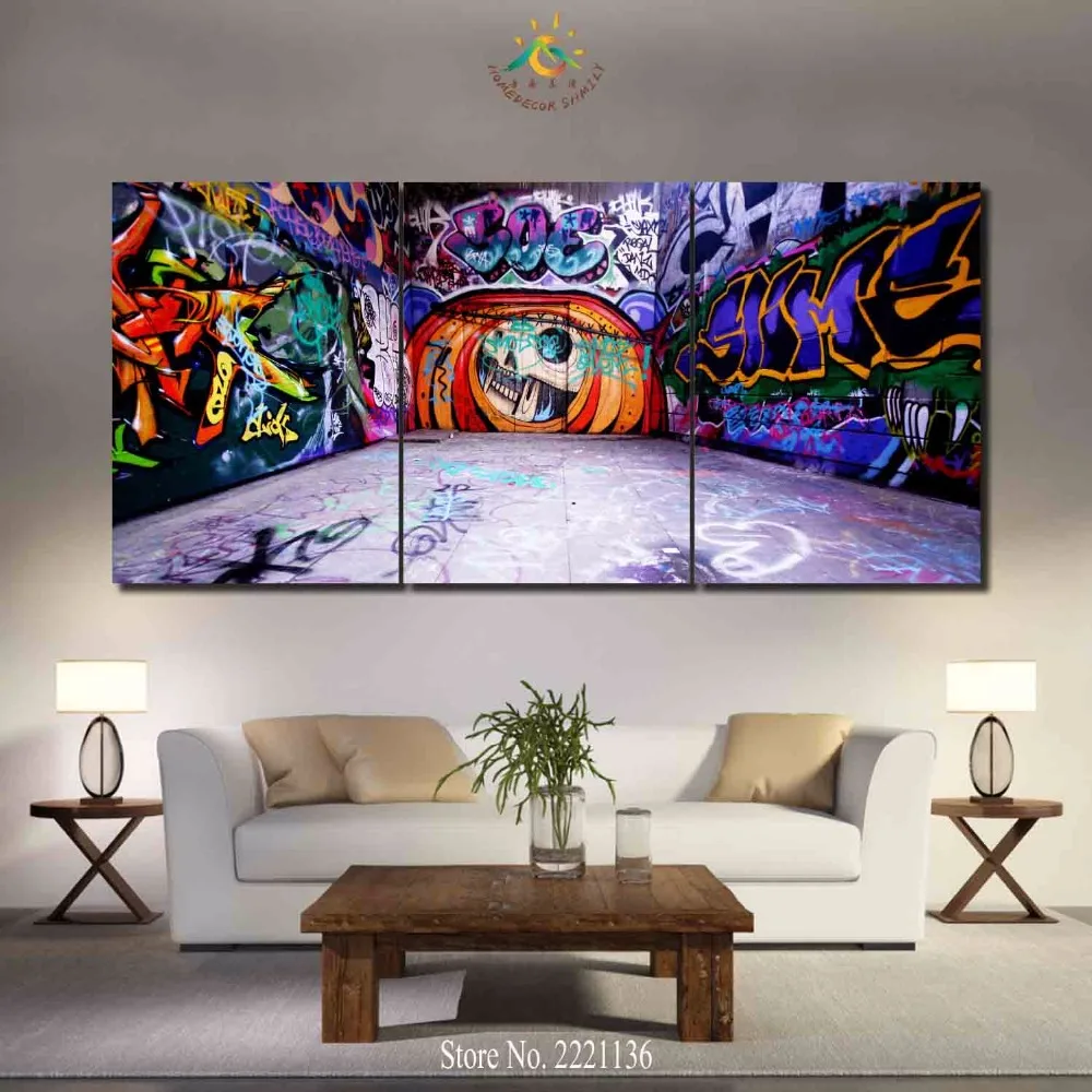 3 4 5 Panel Set Keren Graffiti HD Dicetak Cat Rumah Dekorasi Ruang