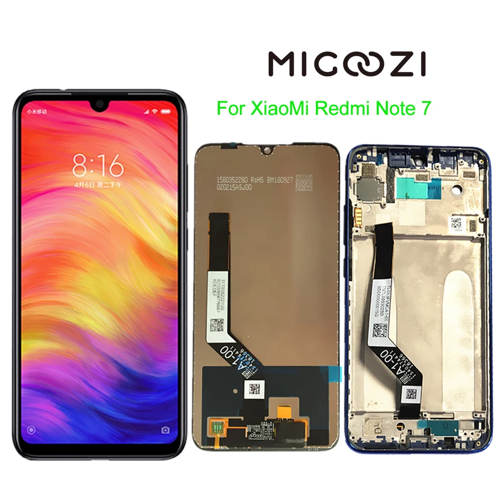 

100% New for Xiaomi Redmi Note 7 LCD Display Touch Screen with Frame Assembly Digitizer Redmi Note 7 Global Parts 10Point Touch