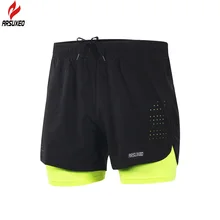 Arsuxeo 2018 New Running Shorts Men 2 In 1 Compression Marathon Quick Dry Gym Tights Sport Shorts with Reflective Zipper Pocket