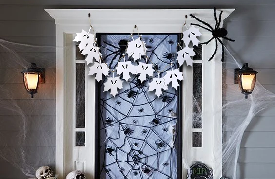 sunbeauty ghost halloween decorations for home white leave ghosts banner decoration paper decoration happy halloween banner