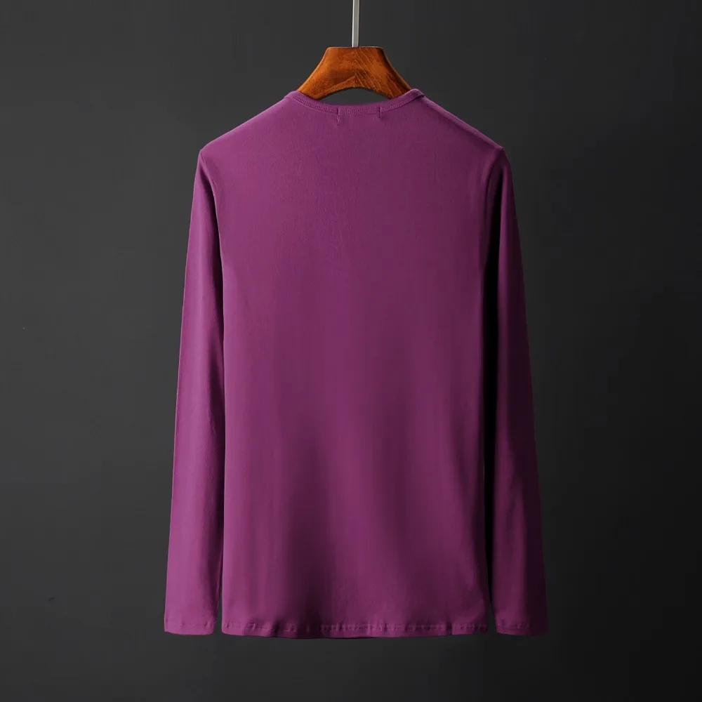 Men's Cotton Solid color underwear clothing close-fitting Long sleeve Relax breathable strench O neck undershirts Cool shirt (9)