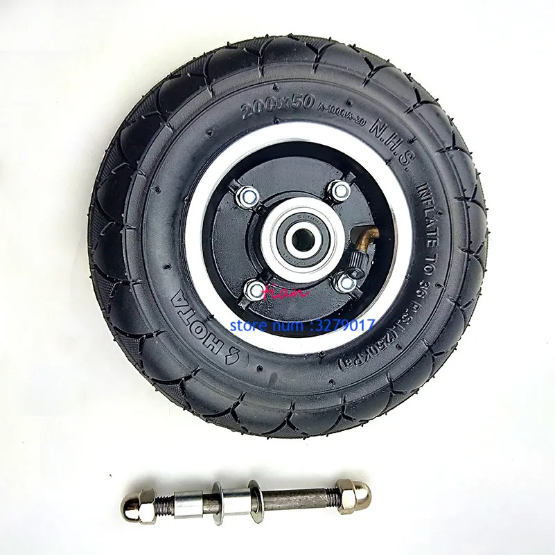 

200x50 Electric Scooter Tyre With Wheel AXLE Hub 8" Scooter Tyre Aluminium Alloy Wheel Pneumatic Tire Inflation Electric Vehicle