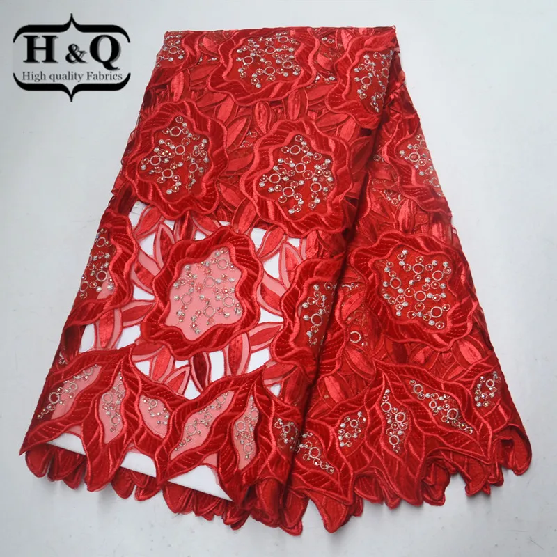

High Quality African Lace Fabric With Stones Hollow Design French Mesh Lace Fabric Embroidery Velvet Fabric For Church Dress