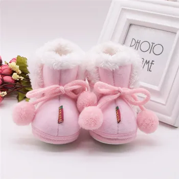 

Double balls Baby Shoes Toddler Shoes Girl Princess Winter Baby Boots Warm Fleece Children Kids Snowboots bebek ayakkabi