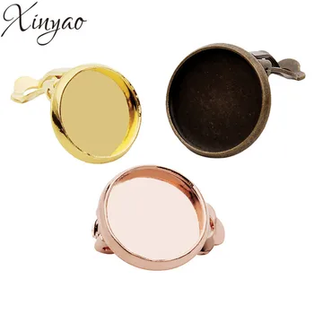 

10pcs Silver Color Copper Blank Clip Earring Base 10/12/14mm Cabochon Cabochon Settings Base Cameo Tray Jewelry Making K0755