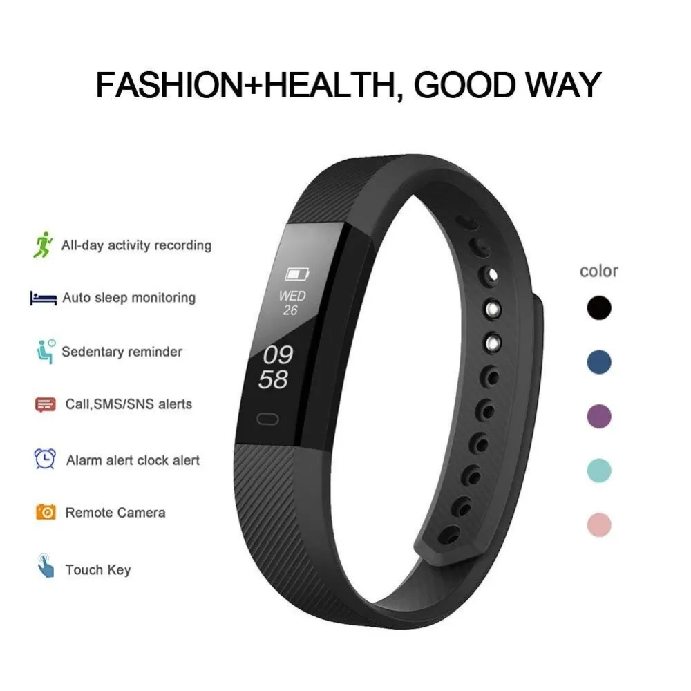 

ID115 Smart Bracelet Band Sleep Activity Fitness Tracker Alarm Clock Pedometer Wristband For IOS Android pk Fitbits