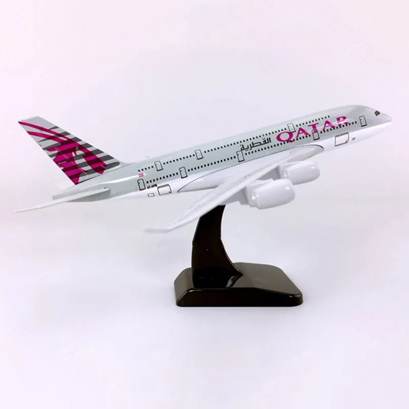 

18CM 1:400 Airbus A380 QATAR Airplane Aircraft Plane Alloy Static Solide Model with Base Collection or Display Children Kids Toy