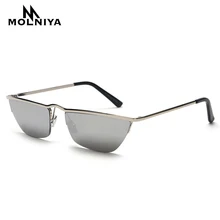 MOLNIYA новые маленькие узкие солнцезащитные очки для женщин Ретро кошачий глаз полуоправа солнцезащитные очки для женщин мужской подарок UV400 Металл высокое качество