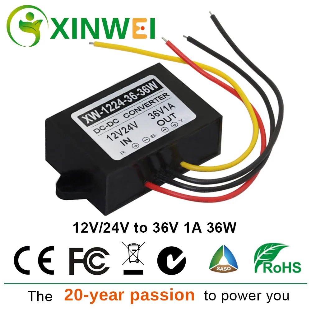 XINWEI DC 12V24V Шаг до DC 36 V 1A 36 W Преобразователь пластиковые регуляторы напряжения Стабилизаторы Электростатическая сумка для монитора и т. д