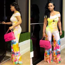 Summer Sexy Off The Shoulder Floral Print Jumpsuit Long Pants Women Elegant Boho Wide Leg Jumpsuits Rompers Female Overalls 2019 Summer Sexy Off The Shoulder Floral Print Jumpsuit Long Pants Women Elegant Boho Wide Leg Jumpsuits Rompers Female Overalls 2019