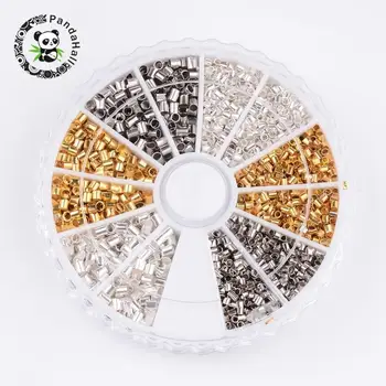 

1 Box 3 Color Brass Crimp Beads, Mixed Color, 1.5~2x1.5~2mm, Hole: 1~1.5mm