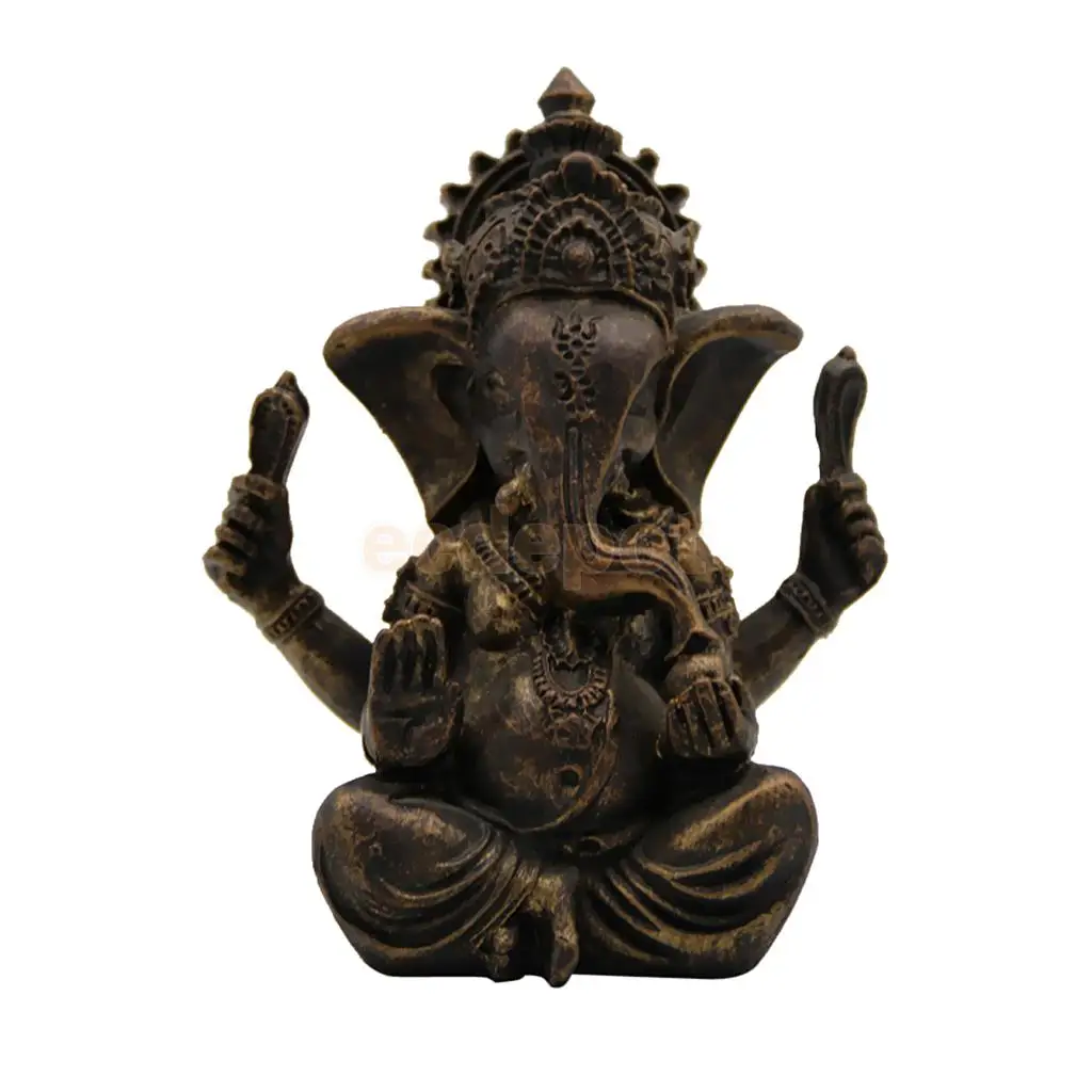 Meditating Buddha Elephant Statue Religious Blessing Figurine Home Art