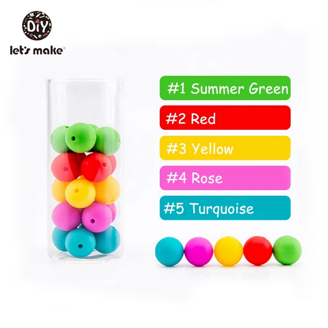 Let's make 50pcs Silicone Beads 12mm Eco-friendly Sensory Teething Necklace Food Grade Mom Nursing DIY Jewelry Baby Teethers Type-J