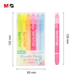 6 цветов M & G Творческий цветной две головы scribble маркер с невидимыми чернилами мини стираемый маркер для школы и офиса